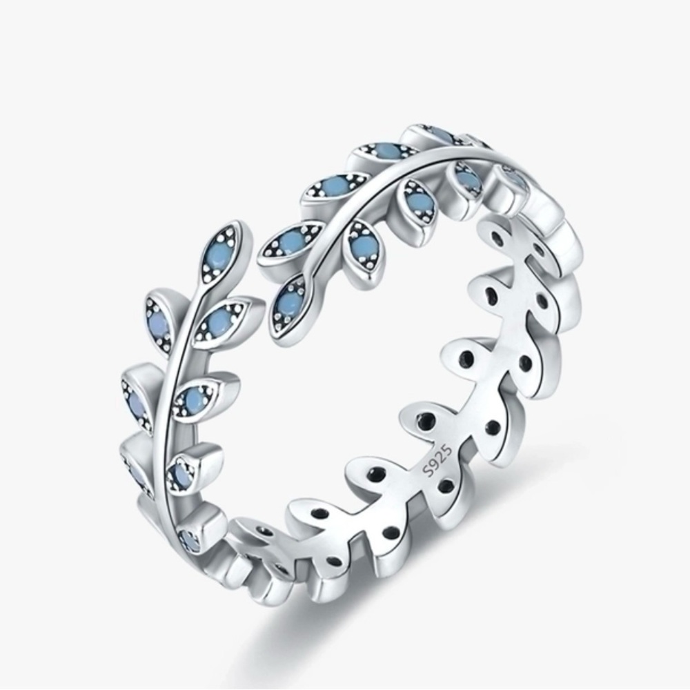 Solid Sterling Silver Turquoise Open Ring - image 5